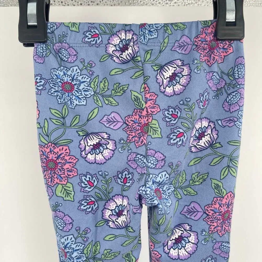 Btween Baby 3pc Floral Bell Bottom Outfit Blue Ruffle Top Leggings Headband 12M - Picture 13 of 15
